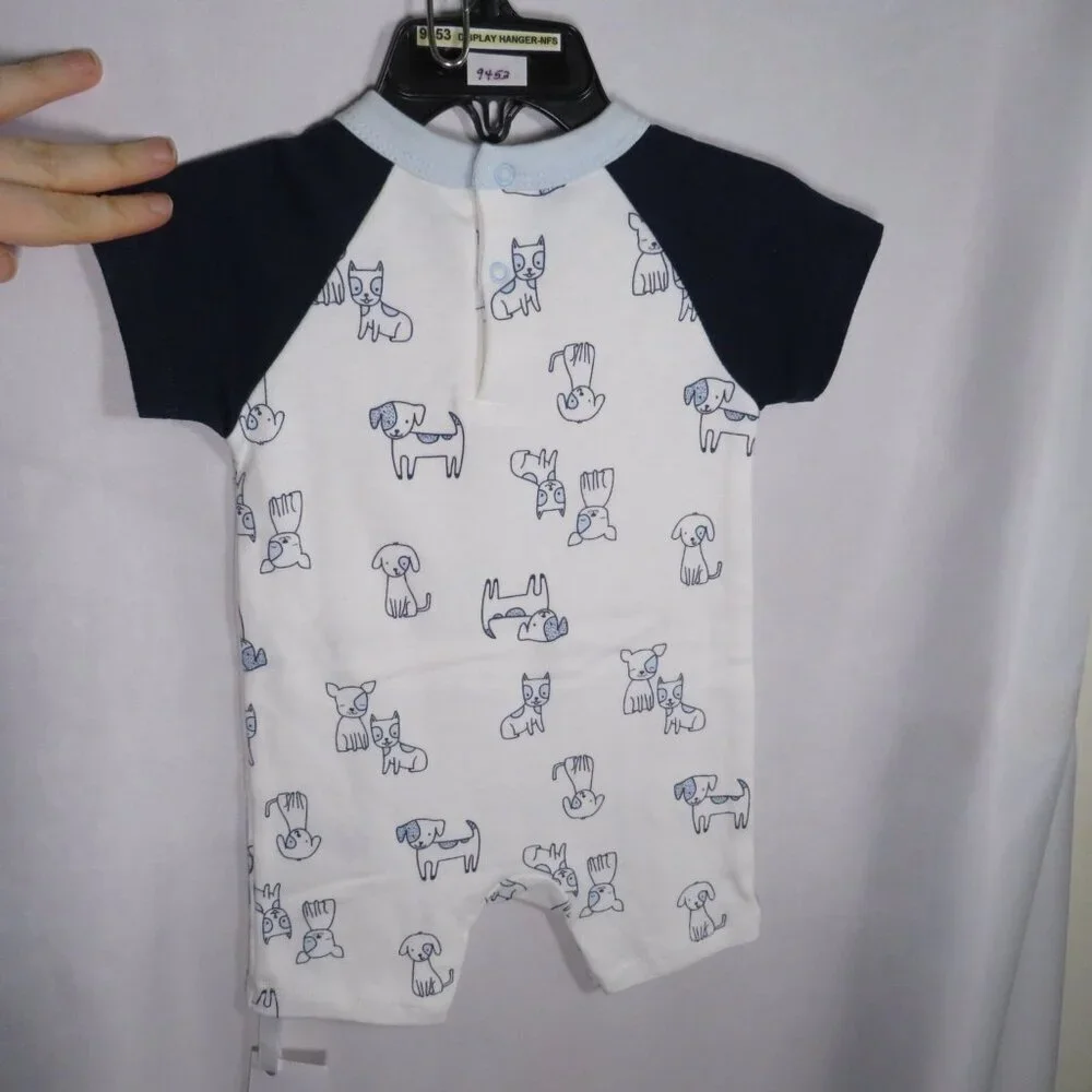 Baby Blue & White Dog Puppy Bodysuit Rene' Rofe' 3-6 mts